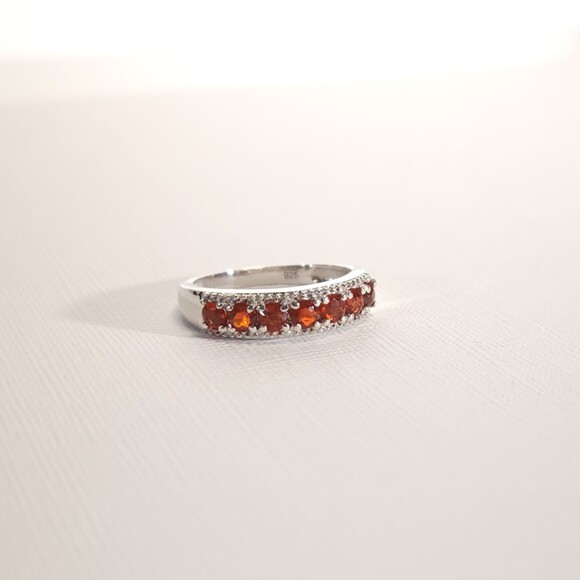 Fire Opal Band Ring Size 6 - Picture 7 of 13